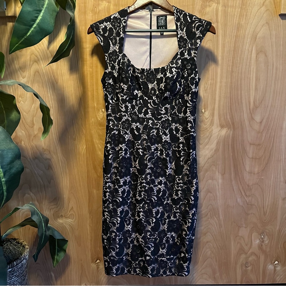 JAX Black Label Women’s Floral Lace Embellished Cocktail Midi Dress Size 8